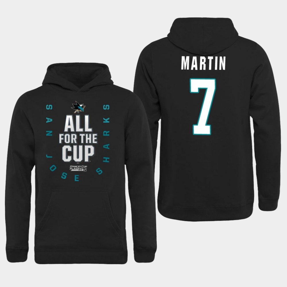 Men NHL Adidas San Jose Sharks #7 Martin black hoodie->san jose sharks->NHL Jersey